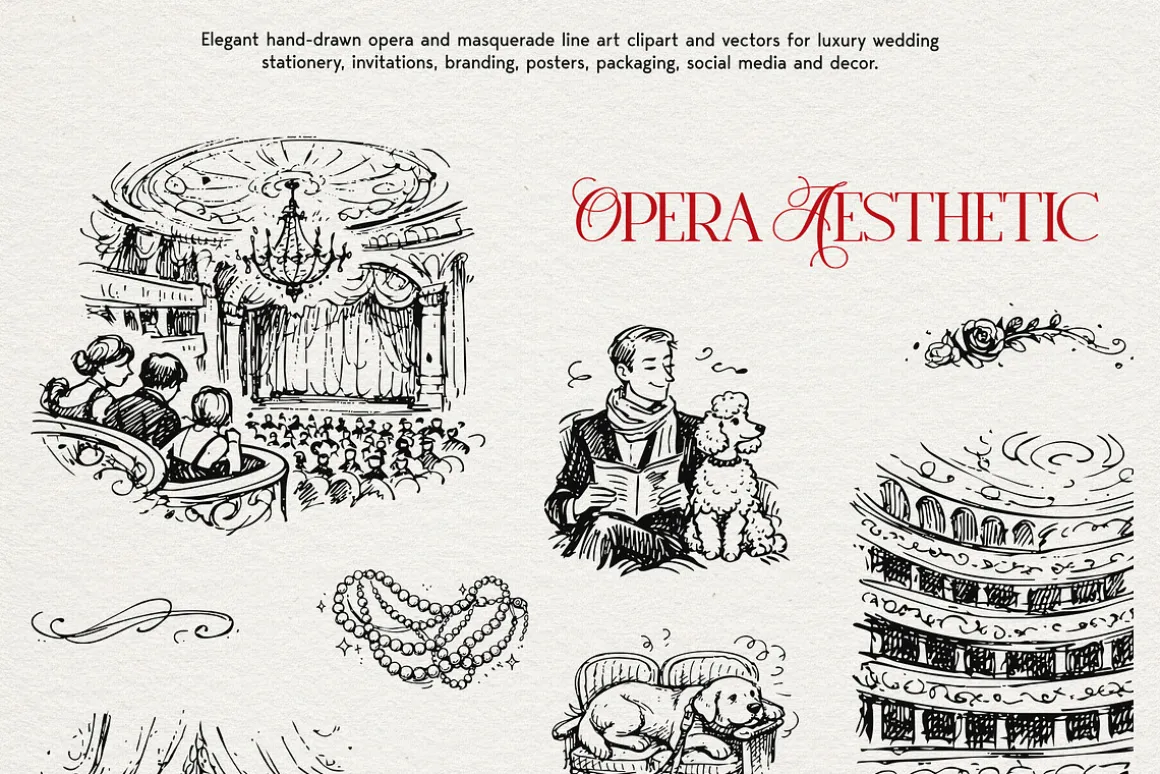 Opera Aesthetic: Vector Line Art
