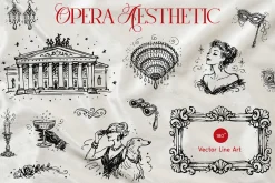 Opera Aesthetic: Vector Line Art