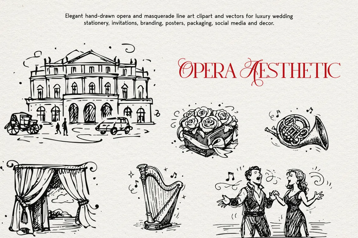 Opera Aesthetic: Vector Line Art