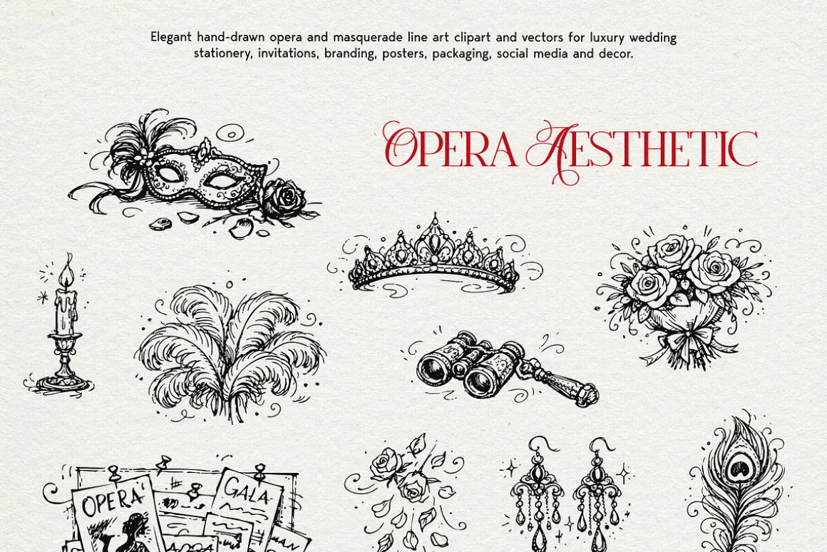 Opera Aesthetic: Vector Line Art