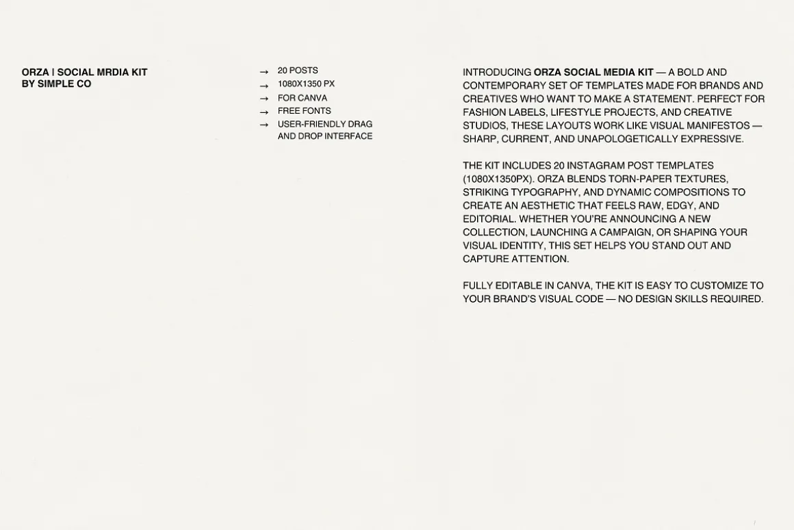 ORZA | SOCIAL MEDIA KIT