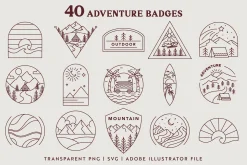 Outdoor Line Art Graphic Set