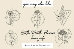 Outline Birth Month Flowers Bundle