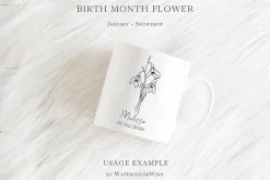 Outline Birth Month Flowers Bundle