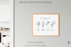 Outline Birth Month Flowers Bundle