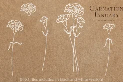 Outline Birth Month Flowers Bundle