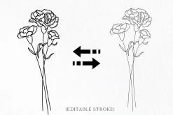 Outline Birth Month Flowers Bundle