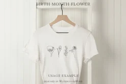 Outline Birth Month Flowers Bundle