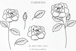 Outline Birth Month Flowers Bundle