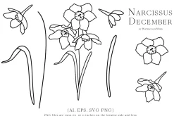 Outline Birth Month Flowers Bundle