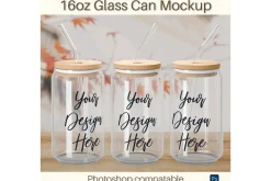 16oz Glass Can Mockup
