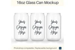 16oz Glass Can Mockup
