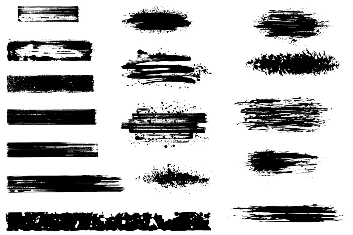 Paint Stroke Brushes. Pen Ink grunge