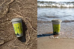 Paper Coffee Cup on the Beach Mockup