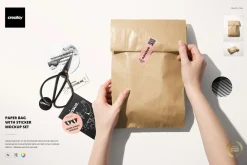 Paper Bag with Stickers Mockup Set