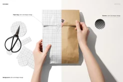 Paper Bag with Stickers Mockup Set