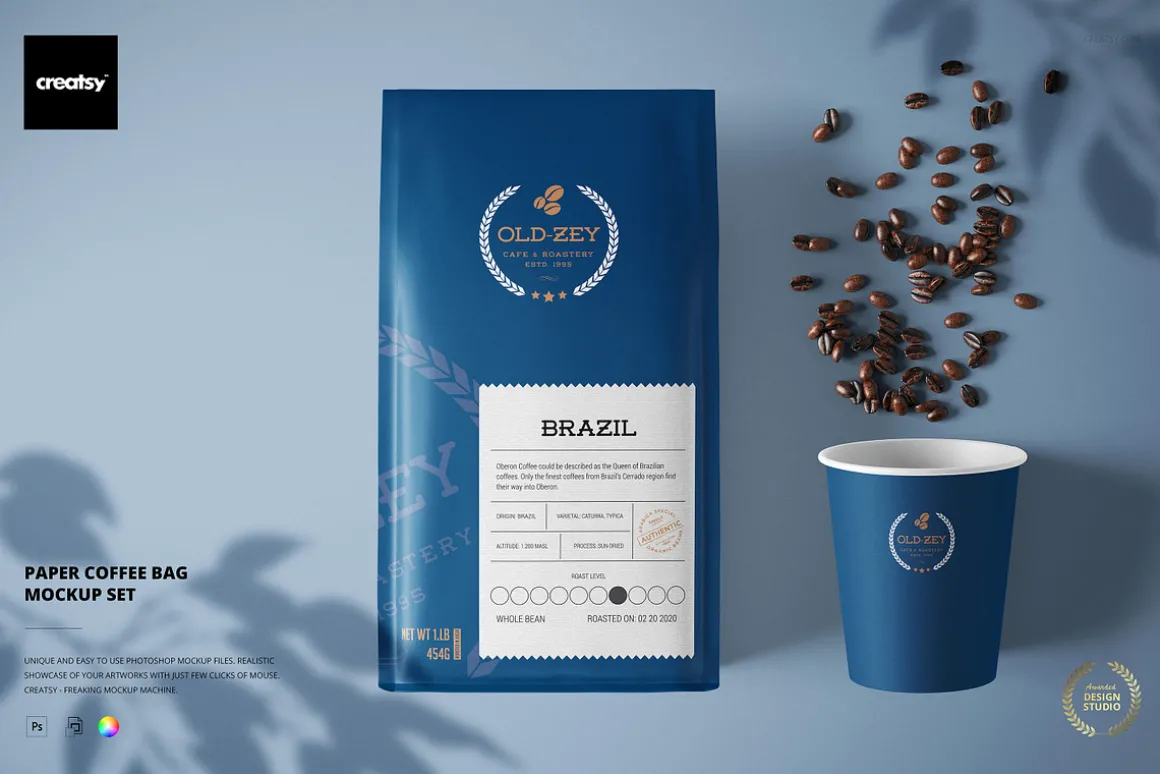 Paper Coffee Bag Mockup Set