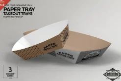 Paper Takeout Trays Packaging Mockup