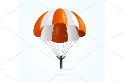 Parachute and Black Silhouette Man