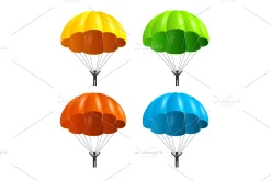 Parachute and Black Silhouette Man