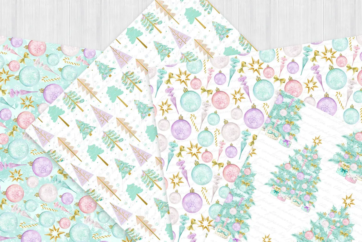 Pastel Christmas Digital Paper Pack