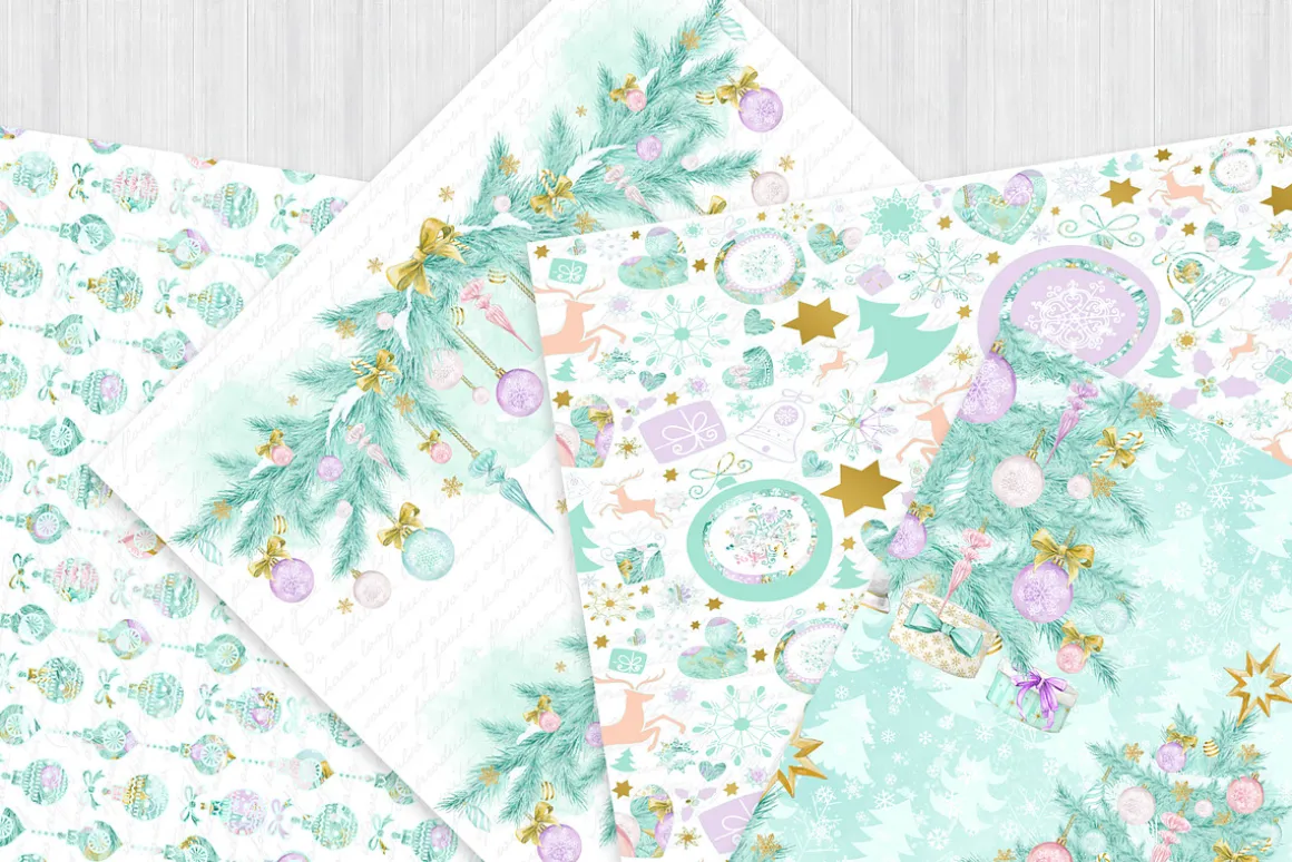 Pastel Christmas Digital Paper Pack