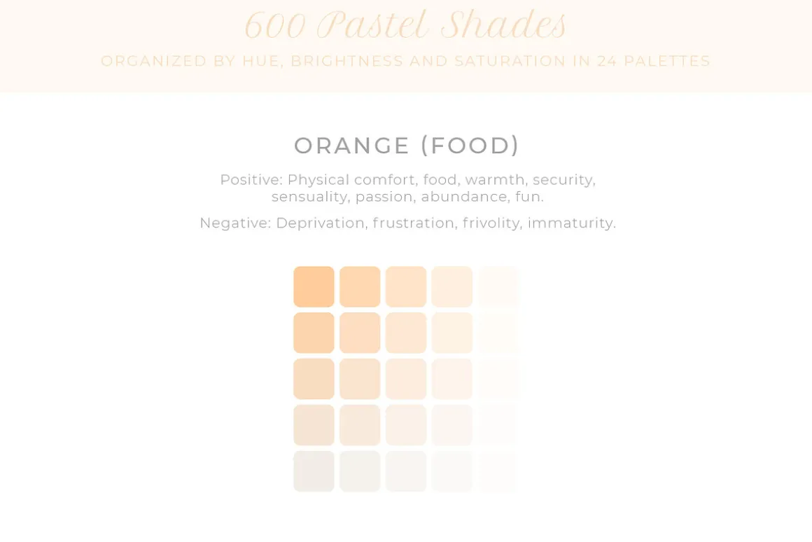 600 pastel shades color swatches