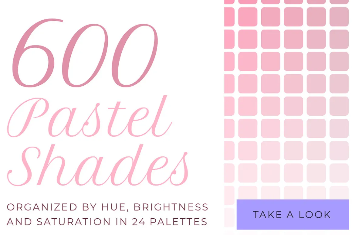 600 pastel shades color swatches