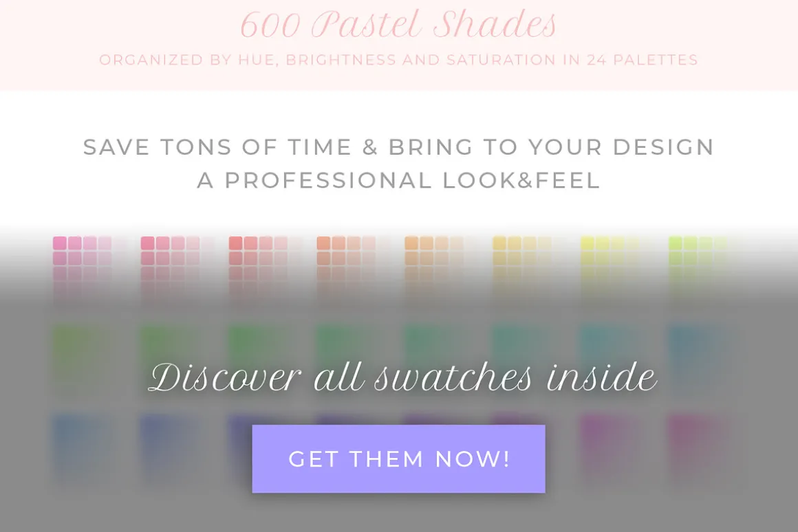 600 pastel shades color swatches