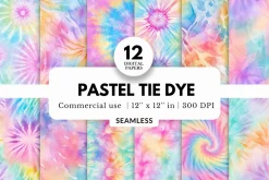 12 Pastel Tie Dye Digital Papers