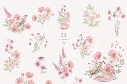 Peach peonies, roses, garden flowers