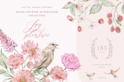 Peach peonies, roses, garden flowers