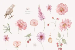 Peach peonies, roses, garden flowers