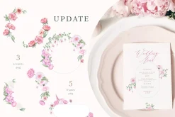 Peach peonies, roses, garden flowers