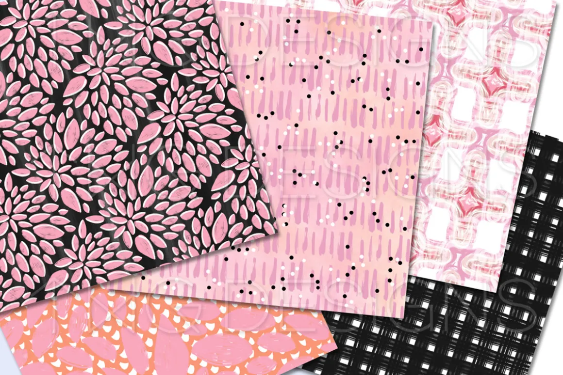 Peach Pink Coral Digital Paper