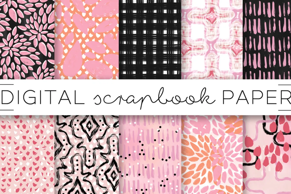 Peach Pink Coral Digital Paper