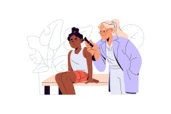 Pediatrician doctors examine kids