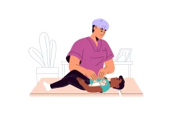 Pediatrician doctors examine kids