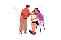 Pediatrician doctors examine kids