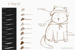 Pencils brushes & canvas Procreate