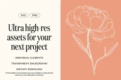 Peonies Floral Line Art