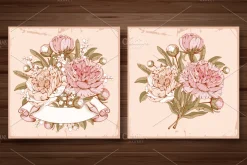 ✿ Peonies. Vector set ✿