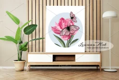 Peonies with Butterflies