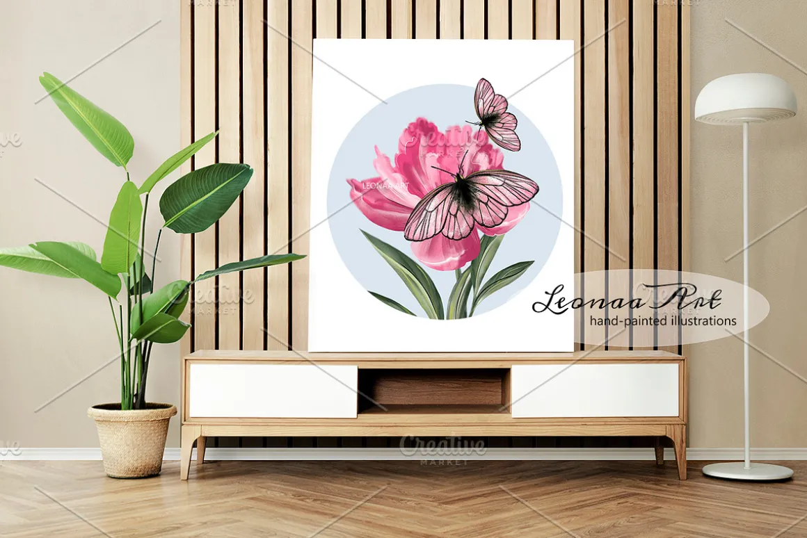 Peonies with Butterflies