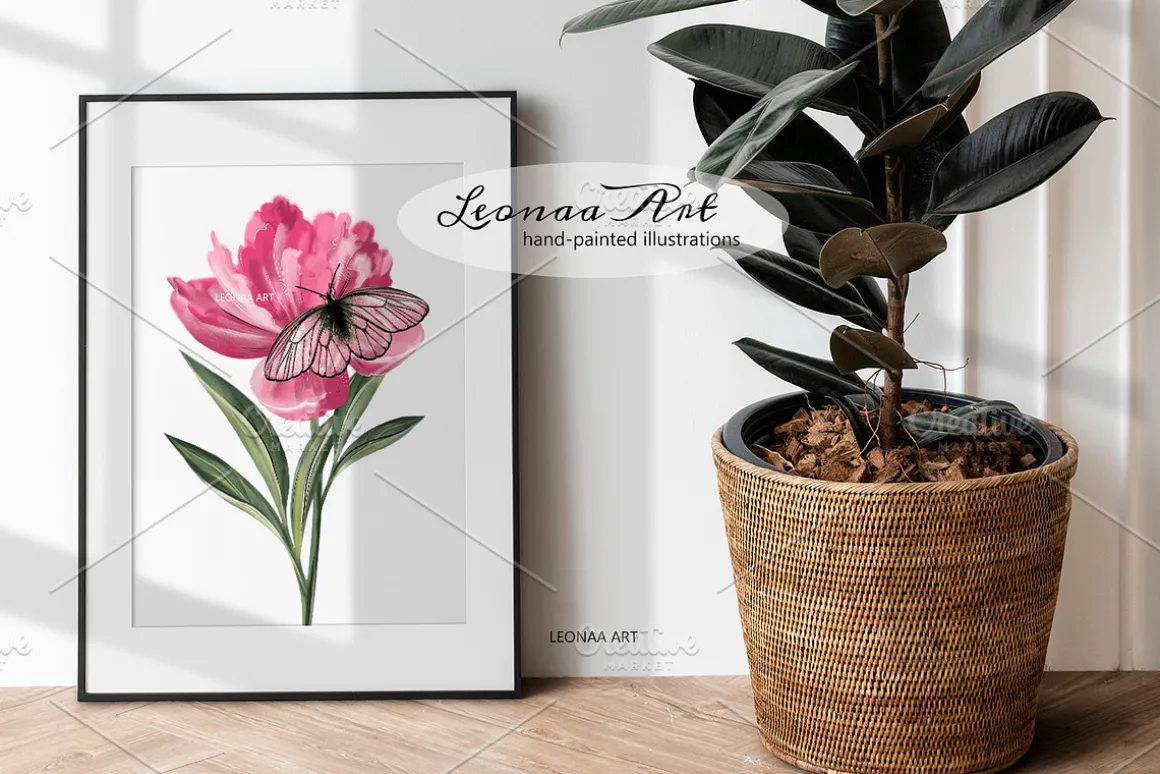 Peonies with Butterflies