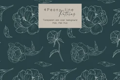 Peony Line Illustration - Flower Art