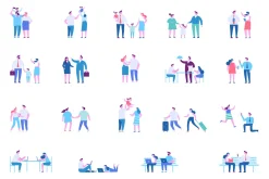 People characters flat vector set.