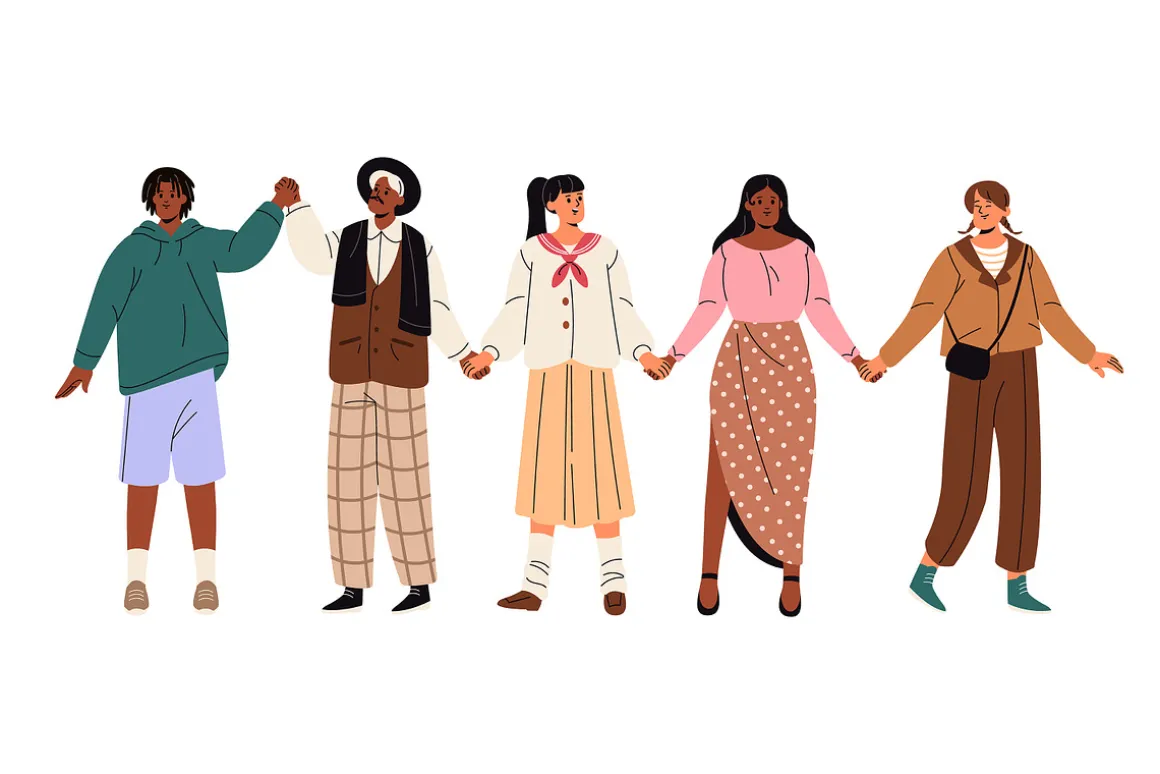 People group holding hands together