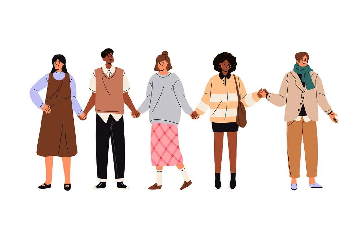 People group holding hands together
