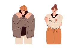 People hug themselves. Self love set